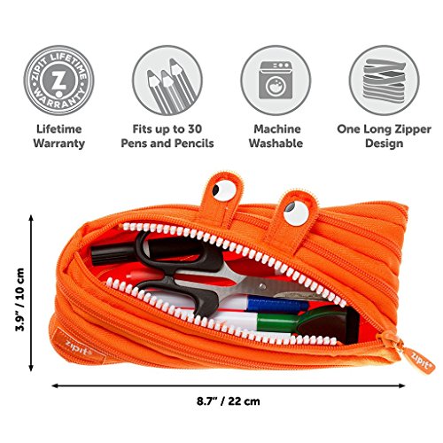 ZIPIT Monster Pencil Case, Orange - Thumbnail 5