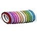 YUTIAN 10 Colors 3mm 20 Pcs Skinny Glitter Paper Washi Tape (20pcs)