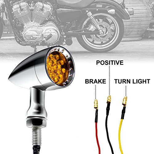 image for Senkauto Yellow CNC Motorcycle Bullet LED Turn Signal Light Blinker In