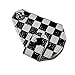 iJDMTOY (1 Black White Checkered Pattern Real Leather Key Fob Cover Holder for 2008-up Mini Cooper R55 R56 R57 R58 R59 R60 R61 F55 F56