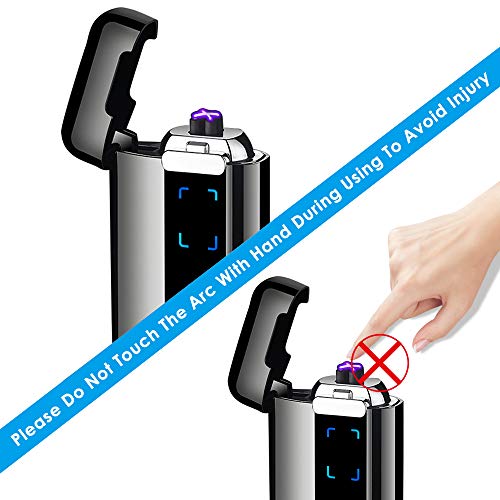 USB Electric Lighter, KIMILAR Windproof Lighter Rechargeable Micro-USB Interface Plasma Electric Dual Arc Flameless Lighter with Battery Indicator for Candle Fireworks etc. - Thumbnail 3