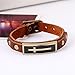 MORE FUN Cross Leather Bracelet for Men Women Vintage Style Metal Buckle Handmade Brown Leather Wrist-Band Bracelet (Cross)