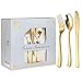 IOOOOO 180 Piece Gold Plastic Silverware, Disposable Plastic Cutlery Set with Gift Box, 60 Forks, 60 Knives and 60 Spoons For Wedding & Party