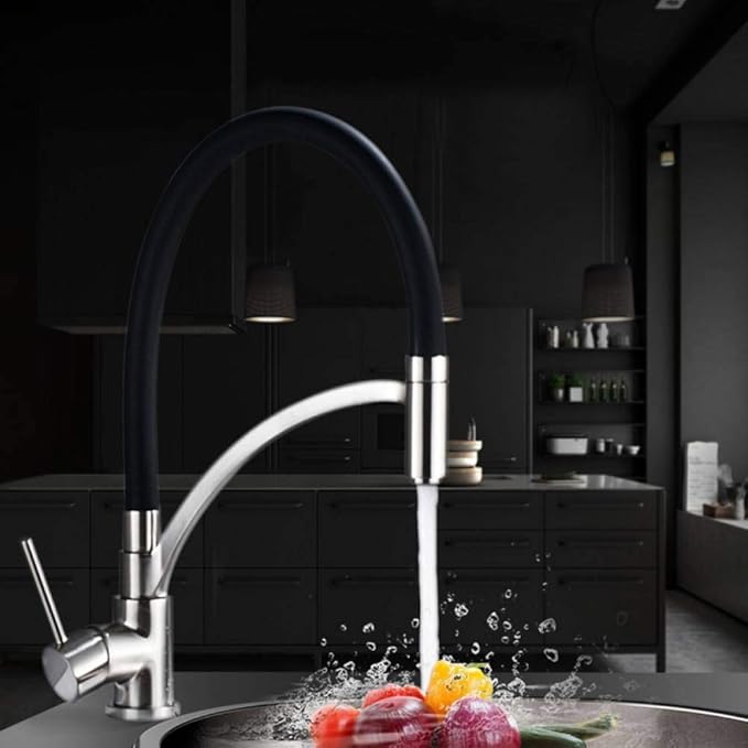 Níquel Cepillado Caño Giratorio Fregadero De La Cocina Grifo