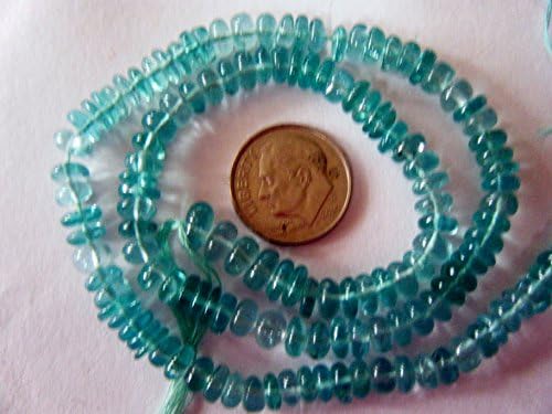 Bead, Genuine Gemstone Neon Blue Apatite Graduated Rondelle 6x3mm-8x3mm- 14"
