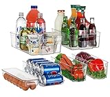 Perlli Fridge and Freezer 6-Piece Storage Organizer Bins | Smart Kitchen Organization Solution | Great For Cabinets, Pantry | BPA-Free Stackable Storage Containers | 6 – Piece Set | Clear Plastic