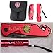 Barton Outdoor Emergency Survival Knife and Flashlight Set | Durable Flashlight and knife with Aluminium Red Finish | Personalized Engraving Firefighter Tool with Pouch