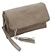 b.m.c BMC Womens Dark Beige Textured PU Faux Leather Quilted Pattern Triple Compartment Zipper Tassel Fashion Clutch Handbag