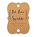 Summer-Ray 48pcs Personalized Brown Kraft Little Violin with Leaves Print Wedding Sparkler Tags Let Love Sparkle