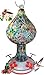 Hummingbird Feeder by Grateful Gnome - Large Hand Blown Stained Glass Feeder for Garden, Patio, Outdoors, Window with Accessories S-Hook, Ant Moat, Brush - 26 fl oz, Purple Speckled Mushroom