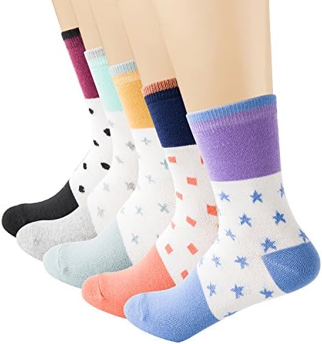 Vxock Womens Athletic Cotton Crew Running Socks Multicolor-5 Pack