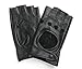 Ambesi Women's Classic 1/2 Finger Leather Driving Gloves Black S