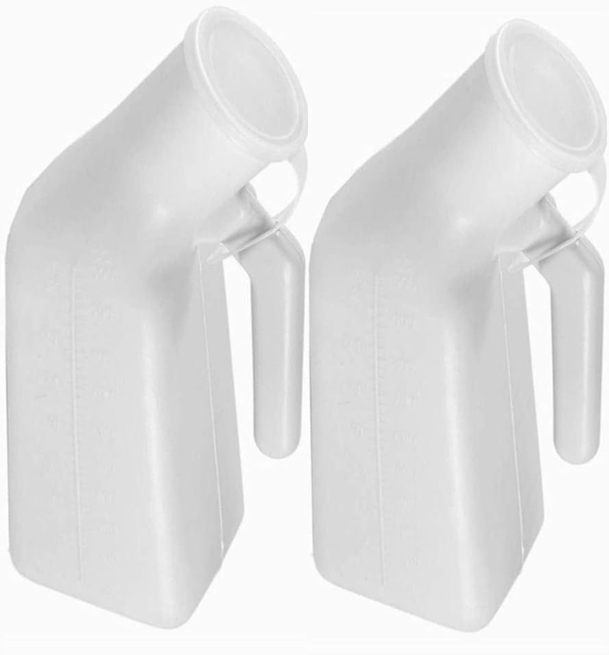 YUMSUM Thick Firm Male Urinal Urine Bottle with Lid 32oz./1000mL (White)pack of 2,: Health & Personal Care