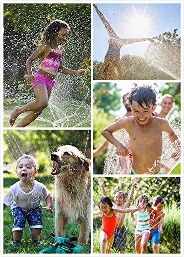 711TEK Garden Sprinkler Automatic Lawn Sprinkler Water Sprinkler Lawn Irrigation System 360 Degree Rotating Adjustable Oscillating Sprinkler for Garden Lawn Yard Kids (Sprinkler with Extra Head)