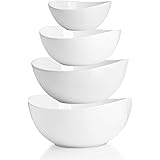 Sweese 105.401 Porcelain Bowls 10-18-28-42 Ounce Various Size Bowl Set - Set of 4, White