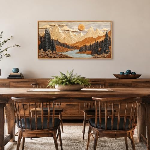 hyidecorart Montaña Bosque Moderno Marcos Cuadros Decoracion 50x100 cm | Motivos Finos, Impresión HD, Grandes Formatos, Fácil de Colgar, Tejido de Lienzo, Decoración Mural Tranquila, Arte Regalo
