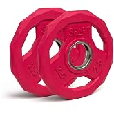 SPART Color Coded Weight Plate 2-Inch Rubber Coated Olympic Grip Plate for Barbell, Solid Cast Iron Weight Plates for Strength Training, Weightlifting, Crossfit, Home Gym, 2.5LB/5LB/10LB/25LB/35LB/45LB, Pair