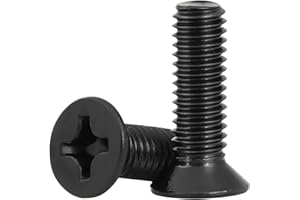 MOYOCODI #10-24 x 3/4'' (50Pack) Flat Head Machine Screw, Phillips Drive, Black Oxide 304 Stainless Steel 18-8, Bright Finish, Fully Machine Thread