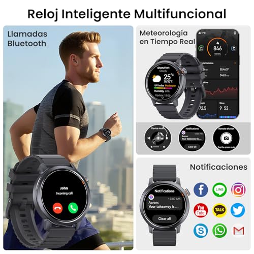KOSPET ORB Reloj Inteligente Hombre y Mujer, Ultraligero Bluetooth Llamadas, Pantalla AMOLED 25 Días de Batería, Monitor de Frecuencia Cardíaca/Sueño/SpO2 Smartwatch Redondo IP68, 175 Modos Deportivos
