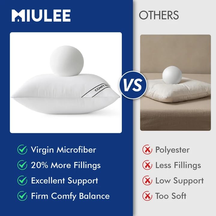 MIULEE 26x26 Inch Euro Pillows Inserts, Pack of 2 Down Alternative Virgin Filling Comfy Support Throw Pillows for Sofa Couch Bed