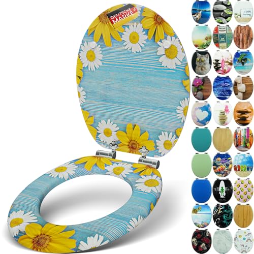 SANFINO® Premium WC Sitz mit Absenkautomatik – hochwertige Toilettendeckel aus Holz, viele bunte Motive, hoher Sitzkomfort, einfache Montage inklusive