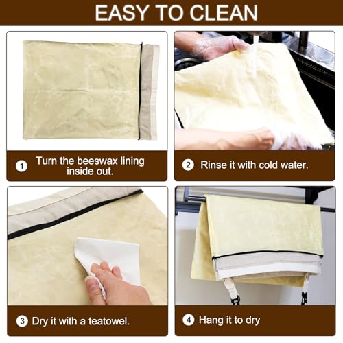 FLYAMAPIRIT Beeswax Bread Bag for Sourdough, Large Reusable Bread Bag with Beeswax and Linen for Longer Freshness, Sustainable and Washable Bags for Sourdough Bread (Pack of 2)