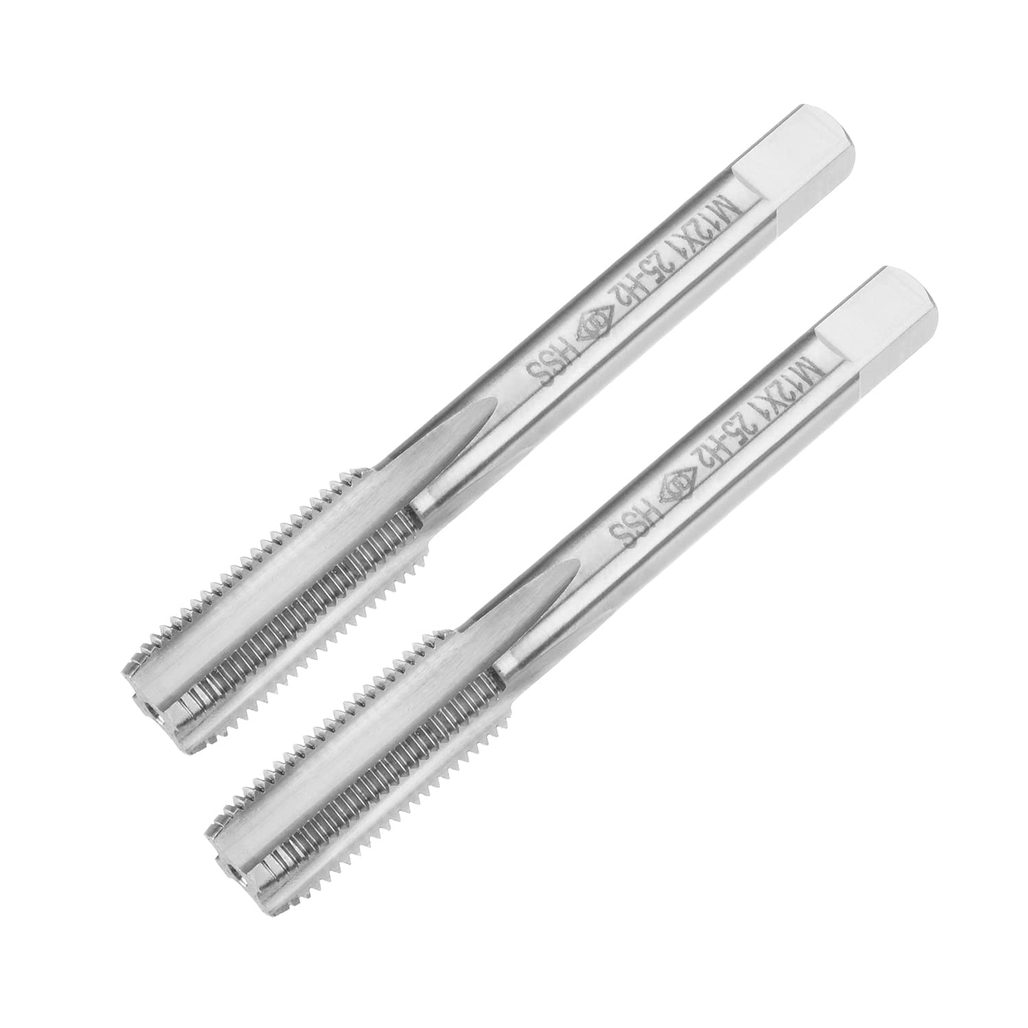 Utoolmart Metric Taps M12 x 1.25mm Pitch H2 Right Hand Thread Plug HSS for Threading Machine Electric Drill 2pcs