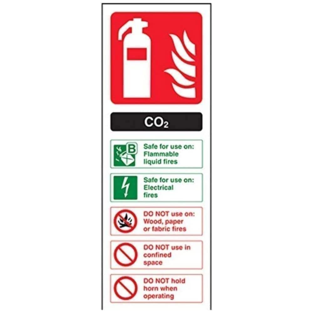 V Safety Co2 Id Fire Extinguisher Sign - Portrait - 100mm X 280mm - Self Adhesive Vinyl — image 1