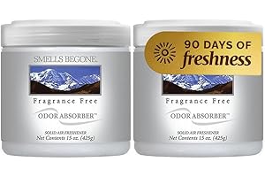 SMELLS BEGONE Air Freshener Odor Absorber Gel - 15 oz, Pack of 2 - Absorbs and Eliminates Odor in Pet Areas, Bathrooms, Cars, & Boats - Made with Essential Oils - Fragrance Free