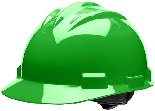 Bullard 3-Rib S61 Cap Style Safety Hard Hat with 4-Point Ratchet Suspension and Cotton Brow Pad, Hi-Viz Green