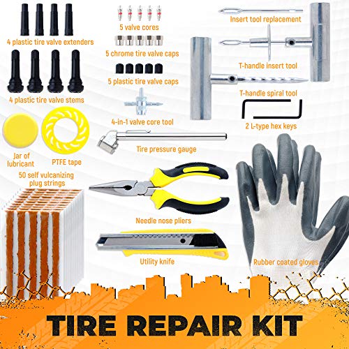 Vehiclex Emergency Tire Repair Kit, 85 PCS HiGrade Tools & Supplies