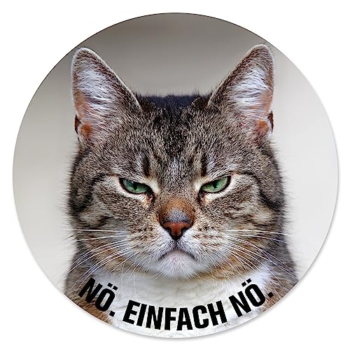Mouse Mat with Cat Motif and Saying I Diameter 22 cm Round I Mouse Mat in Standard Size Non-Slip I Funny Cheeky I Nö. Einfach nö. I dv_465