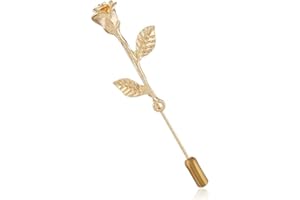 MINGHUA Fashion Men Rose Floral Lapel Stick Brooch Pin Suit Tuxedo Corsage Accessory (Gold)