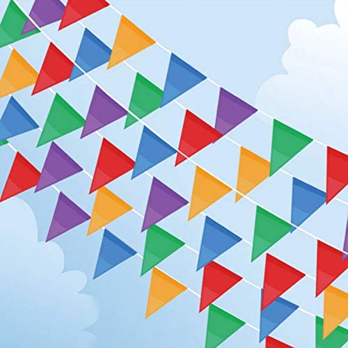 656ft Fabric Bunting Banner, 400pcs Multicolor Flags Waterproof Nylon Bunting Garland for Mother‘s Day Birthday Wedding Baby Shower Indoor Outdoor Garden Fiesta Party Decoration