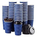 Disposable Coffee Cups with Lids and Straws - 16 oz