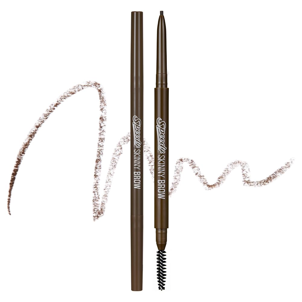 Peripera Speedy Skinny Brow Eyeliner - Long Lasting Super Slim Smudge Proof - Natural Brown - 1.5mm