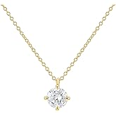 Malibu Sunday Dainty Gold Necklace for Women – 18K Gold Plated Chain with White Zircon Pendant – Adjustable & Hypoallergenic Non-Tarnish Jewelry – Elegant Minimalist Gift for Her