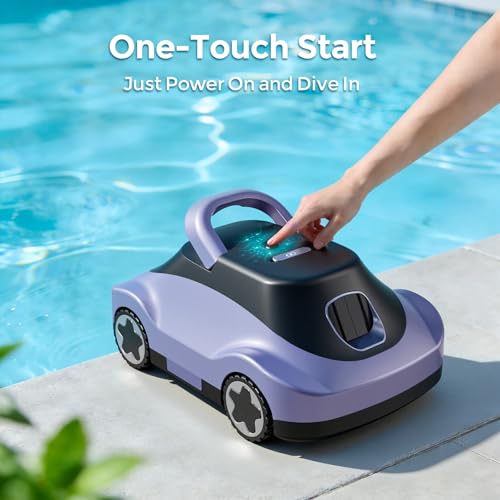 OUCAXIA C5 Cordless Robotic Pool Cleaner with 180-Min Runtime, 2.7L Large-Capacity Filter Basket, Self-Parking & Lightweight Design, for Above-Ground & In-Ground Pools up to 2,200 Sq.Ft (Lilac)