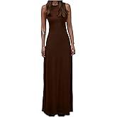Floerns Women's Sleeveless Tank Dress Crewneck A Line Maxi Wedding Guest Dresses