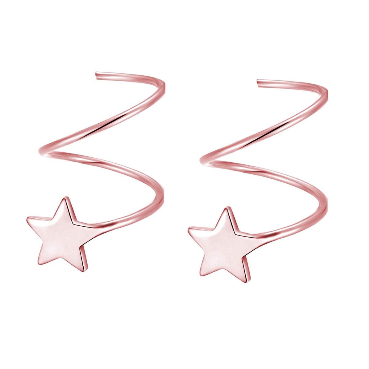FarryDream 925 Sterling Silver Helix Earrings Star for Women Fashion Wrap Earrings Piecring (Rose gold)