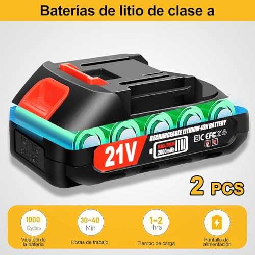 Mini Motosierra de Mano de 8 Pulgadas,Motosierra Inalmbrica Portátil y Funcional,Motosierra Eléctrica de Con 2 Baterías 21v,para Poda de árboles,Jardinería
