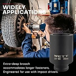 WETT 9Pcs 1/2" Drive Deep 6-Point Impact Socket