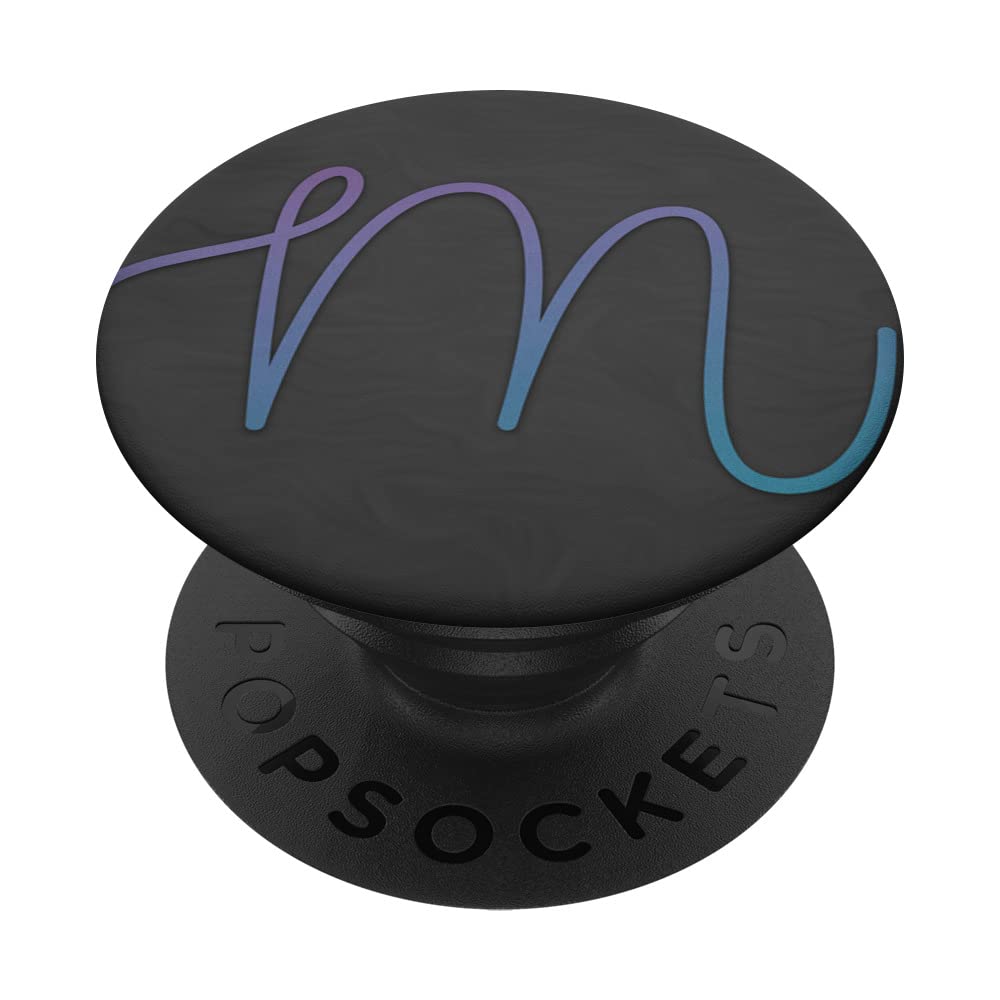 Blue purple letter M monogram On Black PopSockets Swappable PopGrip