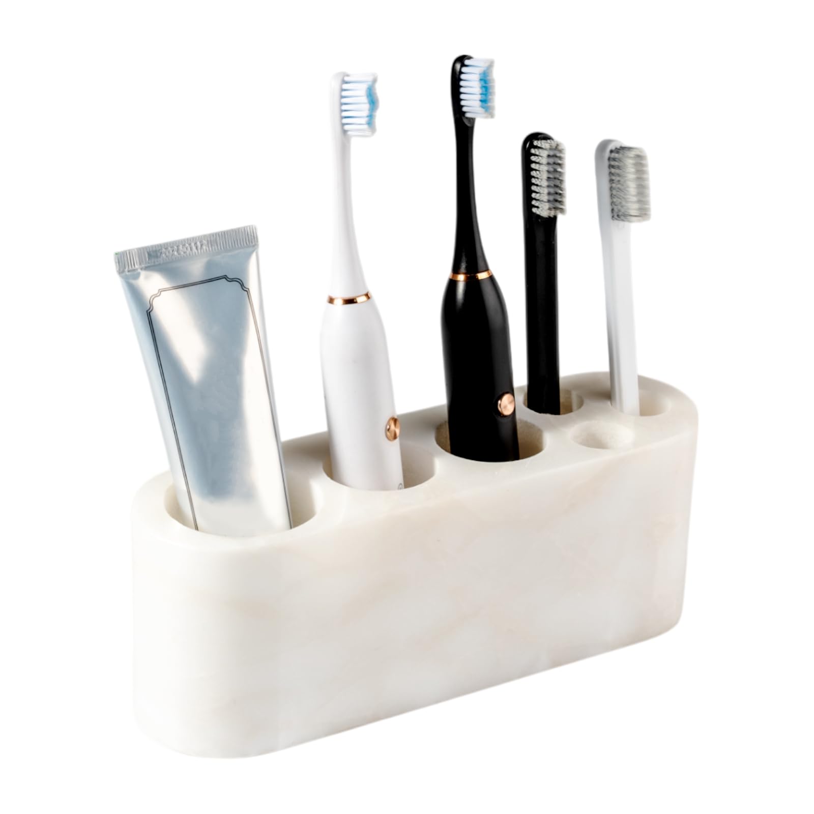 Photo 1 of BCS Toothbrush Holder for Bathrooms, 6 Slots Marble Toothbrush and Toothpaste Holder Stand Bathroom Organizer Countertop for Electric Toothbrush, Floss, Razor, Comb - Karibib Ice