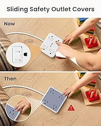 Power Strip with USB, TROND Flat Plug Extension