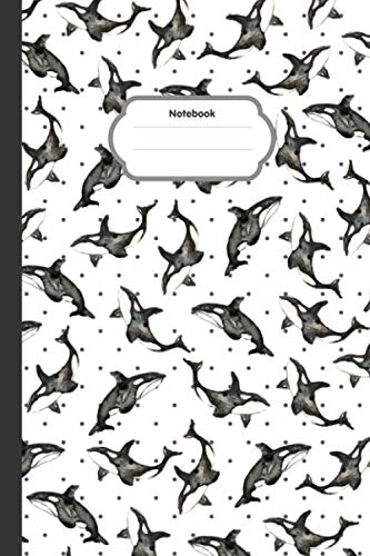 Watercolor of Whale notebook: Doodle Smart Whale Lined Notebook - Composition Book -Journal - Artbook - Planner - 6x 9 inches - 100 pages