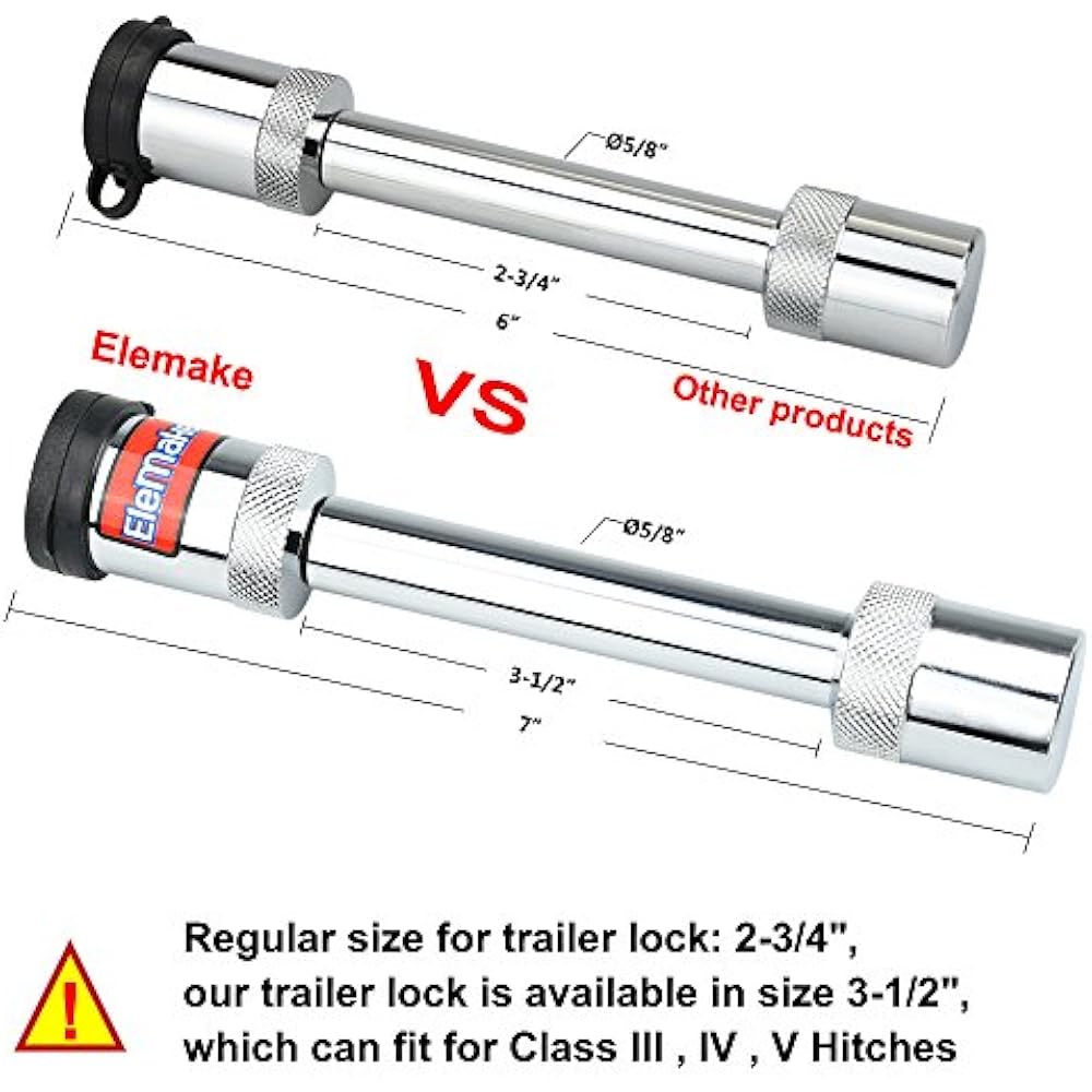 7inch Long Trailer Lock 5/8" Chrome Brass Core Locking Mechanism 31/2