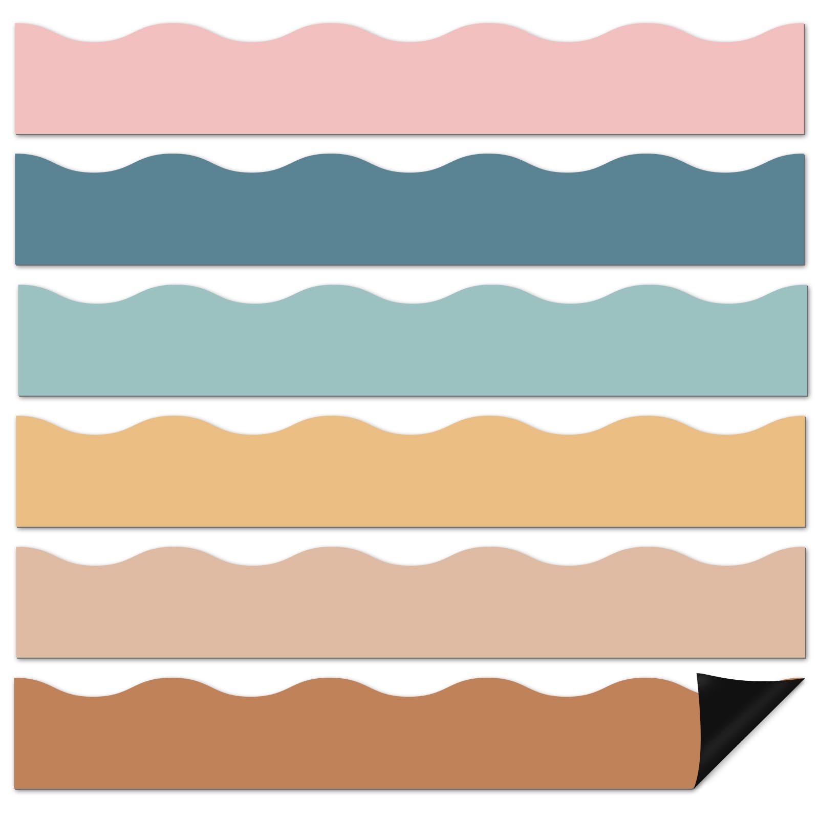 Photo 1 of 12Pcs Boho Magnetic Bulletin Board Borders for Classroom Decorations Whiteboard Strips Colorful Scalloped Trim Magnetic Borders for Back to School Teacher Supplies Office Door Chalkboard Decor