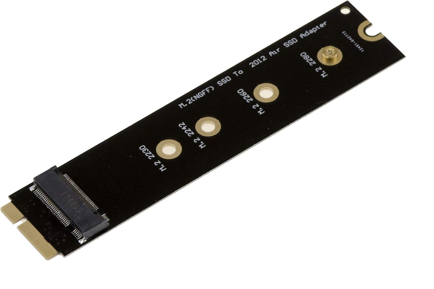 KALEA-INFORMATIQUE M2 to MAC 2012 adapter for mounting an M.2 SSD in place of the original 8+18-pin SSD on a Mac MD224 MD223 MD231 MD232. Long version with screwdriver.