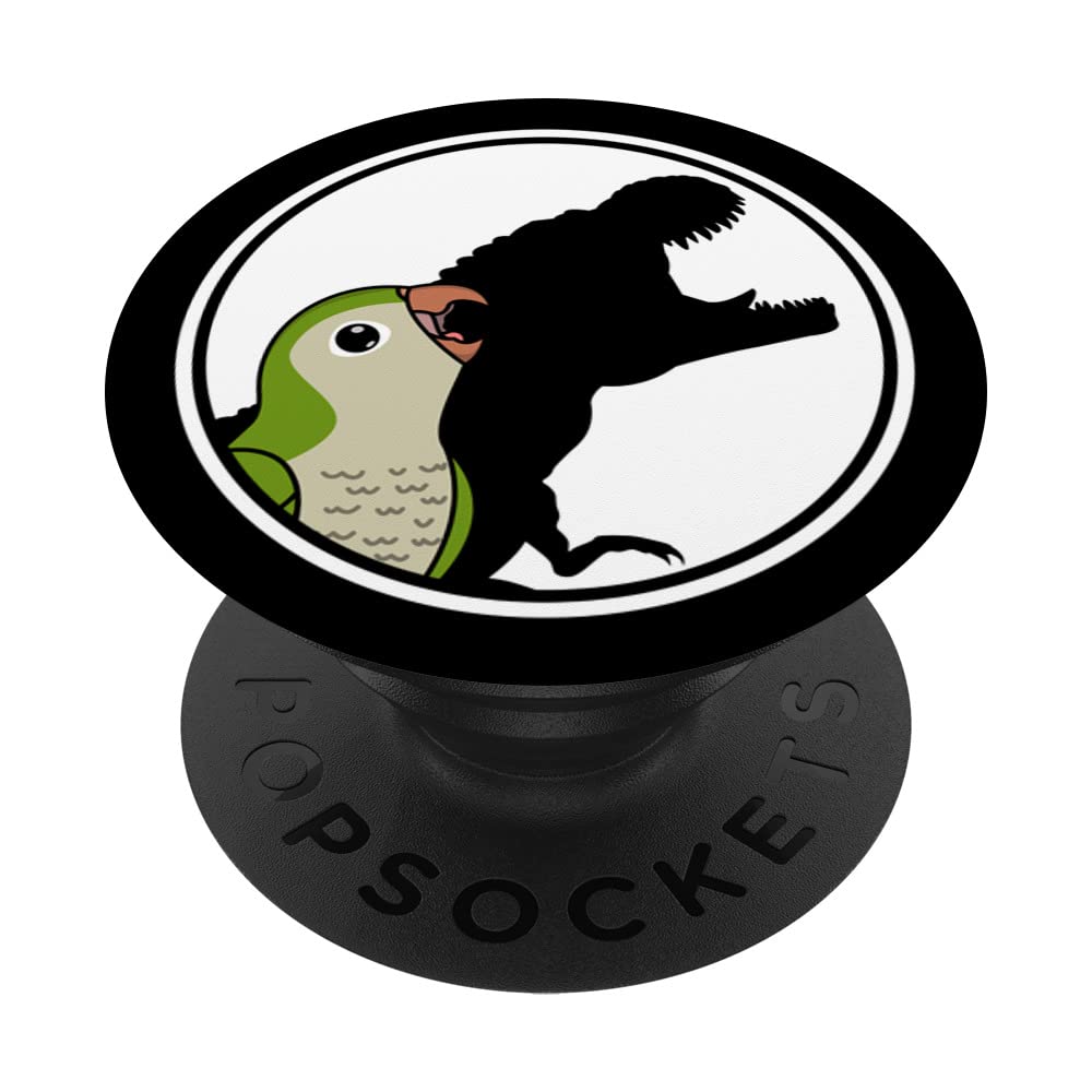 Parrot & T Rex Shadow I Green Monk Parakeet Quaker PopSockets Swappable PopGrip